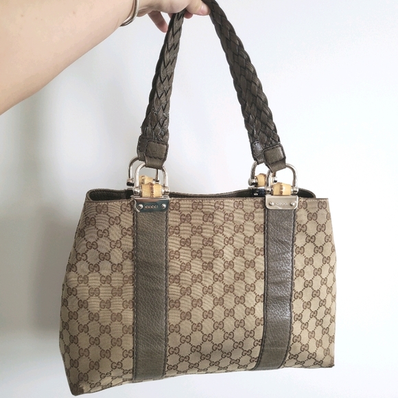 Gucci Canvas Bamboo Medium Tote - Picture 5 of 5